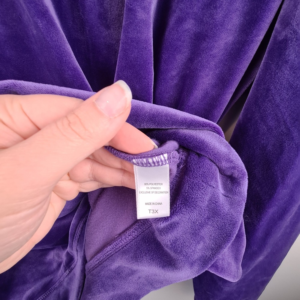 Muk Luks Womens Purple Velour Pajama Set Long Sleeve T3X Plus Size Lounge PJs - Picture 5 of 13